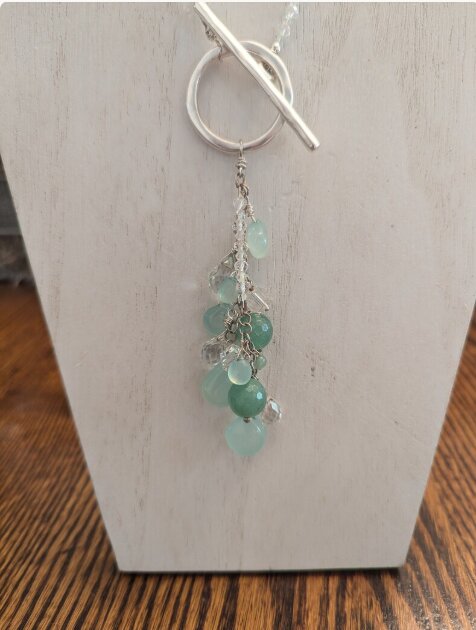 Close-up of the aventurine cluster pendant